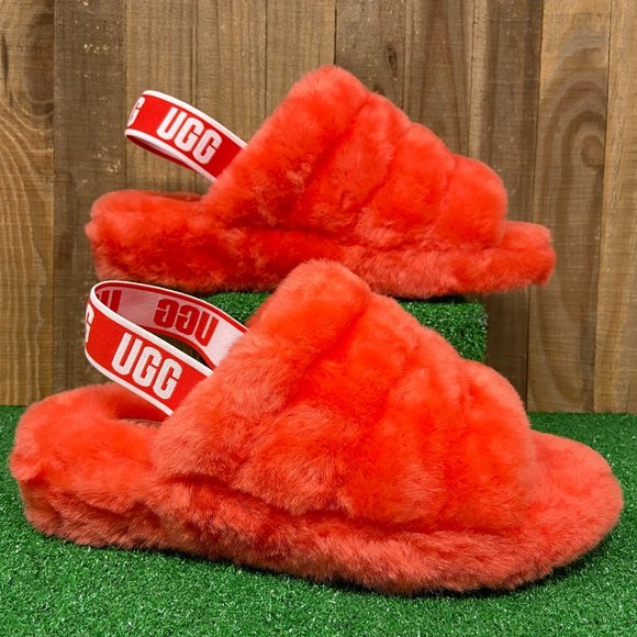 UGG Shoes - NEW UGG 1095119  Fluff Slide Slipper Red Currant Women's